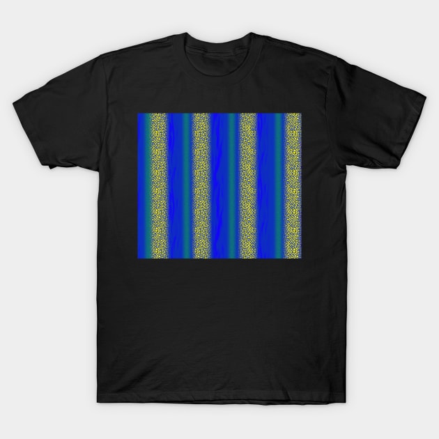 Stripes in Varied Textures Yellow Green Blue T-Shirt by Klssaginaw